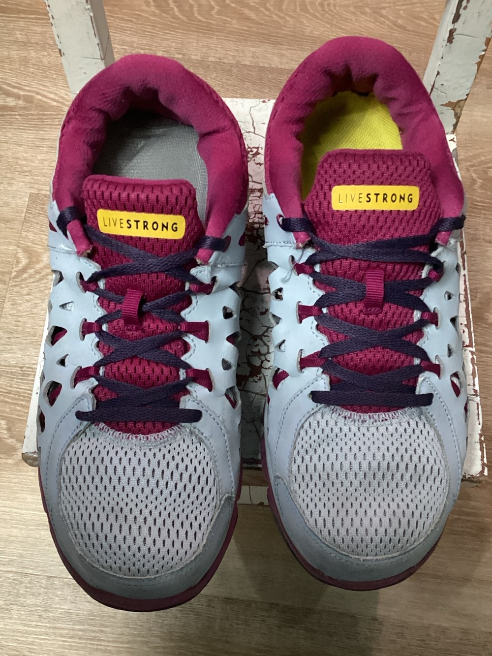 Nike Livestrong in Gray and Burgundy with Yellow Accents Women’s 10 599181-002